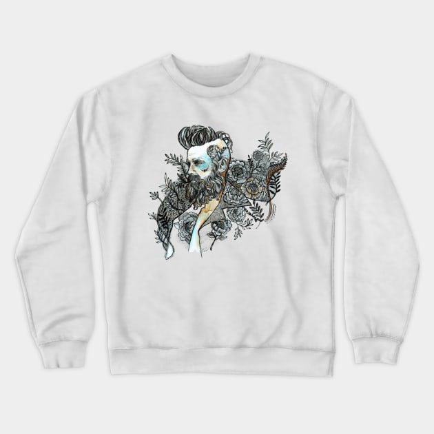 Flower Tattoo Crewneck Sweatshirt by FanitsaArt